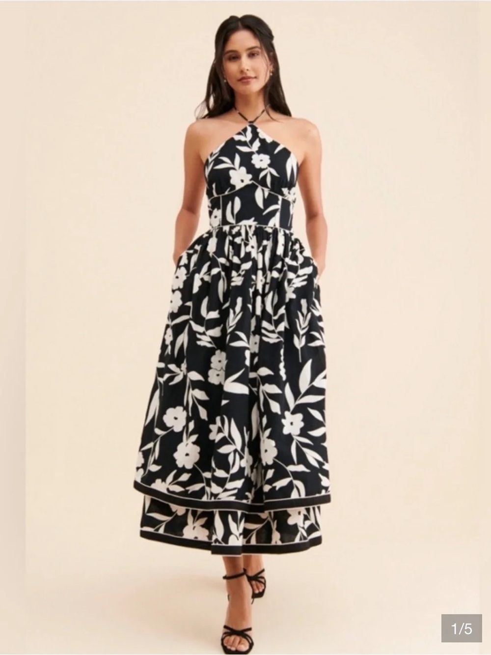 Anthropologie Let Me Be Floral Halter Maxi Dress size small